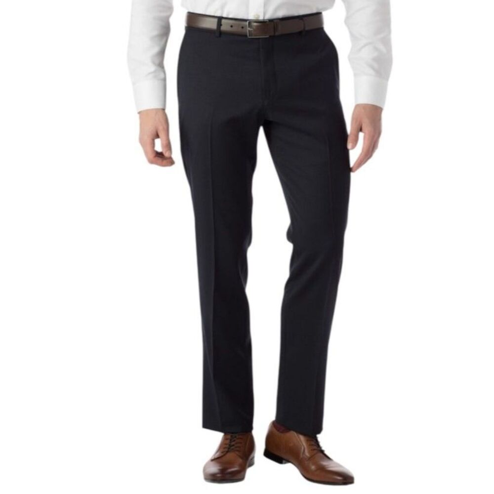 Ballin Men's Dark Gray Wool Comfort EZE Flat Front Modern Dress Pants Sz 34 X 35